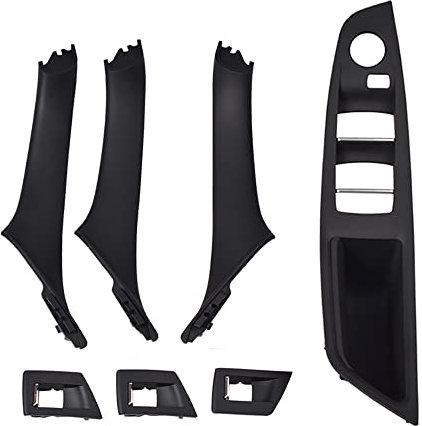 RHD Black Side Door Handle for BMW 5 Series F10 F11,Inner Door Pull Handle Trim Cover Kits Replacement Window Switch Armrest Panel for BMW 520 523 525 528 530 535 (7PCS)