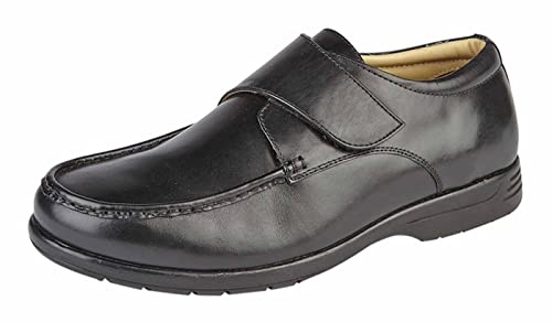 Roamers Mens Leather XXX Extra Wide Touch Fastening Casual Shoe Black 15 UK