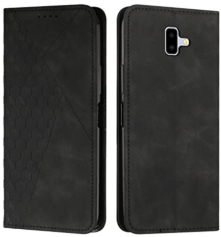 KOUYI Cover per Samsung Galaxy J6 Plus 2018, Custodia Portafoglio,Cover Libro,Pelle Flip/Folio Case con [Funzione di Supporto] [3-Scheda Slot] [Magnetica] Antiurto (Nero)