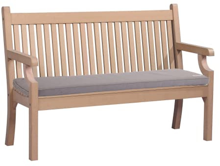 Winawood Maison and Garden Made to Measure Embroidered 2 Seater Cushion (L115xD44xH5cm) Sandwick Wood Effect 2 Seater Bench (L121.6xD60.4xH93.5cm) – New Teak Bench & Natural Cushion