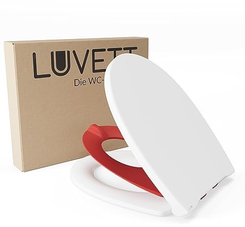 LUVETT® Toilettensitz Kinder C490 Family WC-Sitz universal mit Kindersitz-Einlage, Toilettendeckel mit SoftClose Absenkautomatik für Kinder & Erwachsene abnehmbar, Farbe:Pop-Rot