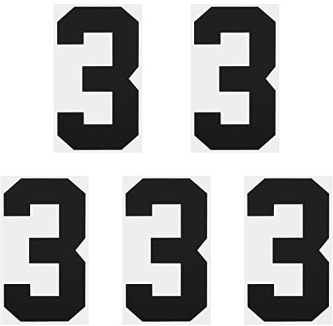 sourcing map Iron on Number 3 Heat Transfer 8 Black Single Number for Team Uniform, Sports T-Shirt, Football, Basketball, Baseball Pack of 5