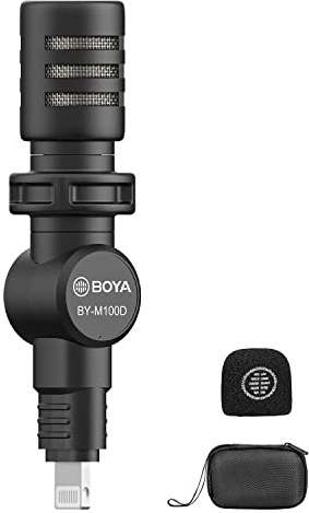 BOYA BY-M100D Mini microphone pour iPhone 14/14 Pro/13/iPad/iOS avec port Lightning pour YouTube/Vlog/entretien