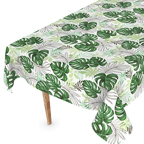 Wachstuchtischdecke Wachstischdecke Tischdecke abwaschbar Gartentischdecke Wachstuch Eckig rund oval 100 x 140cm Schnittkante Palmenblätter Grün