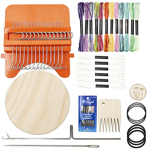 zalati Mini Weaving Loom Kit 14 Haken Quick Speedweve Stopfbaum für Jeans, Kleidung Socken Reparatur DIY kunstvolle Muster