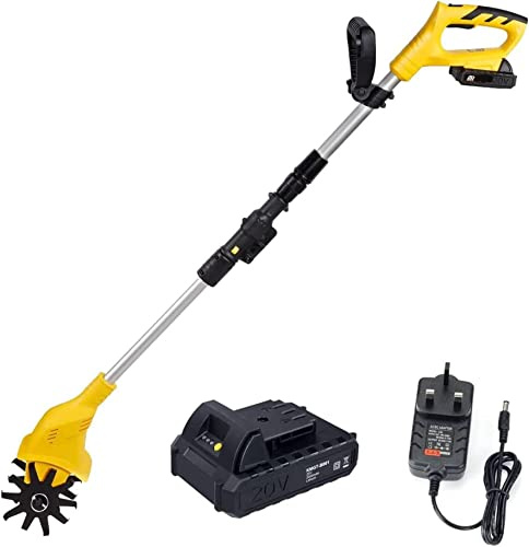 SEVEEZ Motoculteur de Jardin sans Fil portatif avec Batterie Rechargeable et Chargeur, Profondeur de Travail 10 cm, Largeur de Terre cultivée 10 cm, cultivateur réglable pour Jardin