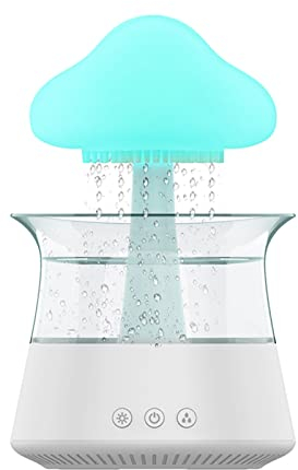 Regenwolken-Luftbefeuchter, Aromatherapie-Diffusor für ätherische Öle, Mikro-Luftbefeuchter Schreibtischbrunnen, für das Zuhause Nachttisch, Schlafen, entspannende Stimmung (Weiss)