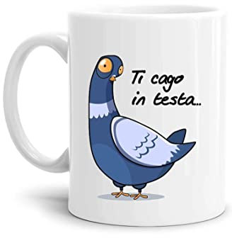 Tazza Mug Piccione Uccello ti cago in testa - divertente simpatica in ceramica simpatica per la colazione, caffè o tè