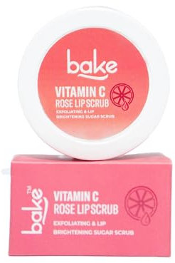 BAKE Vitamin C Rose Lip Scrub | Lip Lightening Scrub For Dark Lips Exfoliation | For Hyperpigmented Lips, Dehydrated Lips, Flaky Lips & Chapped Lips | For Men & Women | 25G (Rose)
