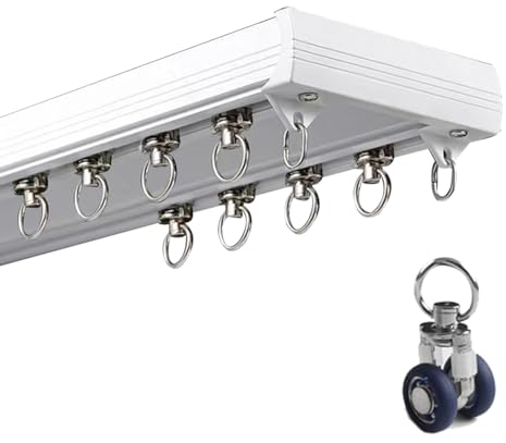 PQPQLI Deckenschienen Doppelschienen-Vorhangschiene 2.0m, Aluminium, Wärmeisolierend Für Schlafzimmer, Gardinen Und Fenster-Raumteiler, Inklusive Zubehör(Weiß,4M/13.1ft/4 * 100CM)