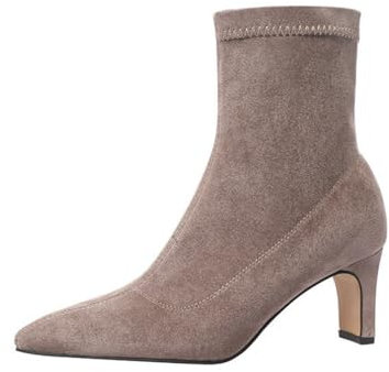 6cm a Punta Tacco Quadrato Tacco Alto Stivali Corti Donna Autunno e Inverno Imbottito Nero Elastico Stivali Donna calzino Stivali Signore Stivaletti