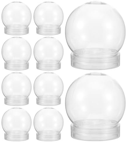 Yardwe Schneekugel, Wasserkugeln, 6 cm, transparent, wiederverwendbar, Kunststoff, leer, mit Schraubkappe, 10 Stück