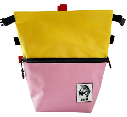 SESH Kreideeimer – Große Kreide-Tasche zum Klettern und Bouldern mit Magnetverschluss, 4 Bürstenhalter und 2 Seitentaschen mit Netz-Organizer, langlebig (Sonnenaufgang)