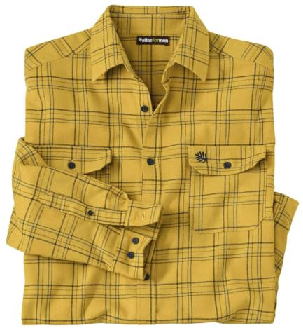ATLAS FOR MEN - Chemise pour Homme - Chemise à Carreaux en Flanelle - Confortable et Chaude - 100% Coton - Coupe Ample - Disponible en Grandes Tailles du M au 5XL