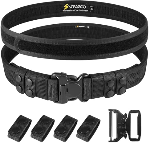 VOTAGOO GEAR Duty Belt 5,1 cm Polizeigürtel mit Hakenfutter, taktischer Nylon-Gürtel für Strafverfolgungsbeamte mit 4 Gürtelhalter