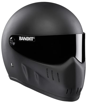 Bandit XXR Motorradhelm, Integralhelm, mattschwarz, getöntes Visier, Streetfighter Custom Biker Style Dull Black Motorradhelm, getöntes Visier XXMB (S)