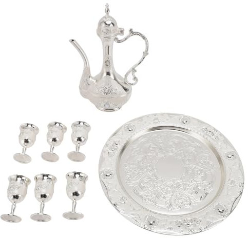 Service à café Turc Vintage avec Tasses et Pot en Alliage de Zinc, élégant et Durable, pour la Décoration de la Maison et du café (1)