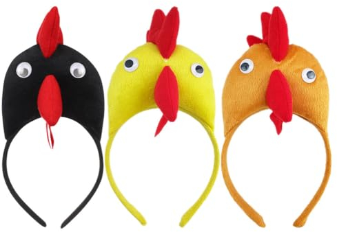IMIKEYA 3 Stück Huhn Haarreif: Hühner Stirnband Kinder Erwachsene Kostüm 3D Plüsch Hühner Haarreifen - lustige Kopfbedeckung Huhn Haarband für Cosplay Party Karneval