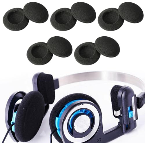 Almohadillas para Auriculares,Almohadillas de Espuma,Almohadillas Auriculares,Fundas de Esponja Negra para Auriculares,Almohadillas de Esponja Intercambiables,Espuma Auriculares,50mm,10pcs,Negro