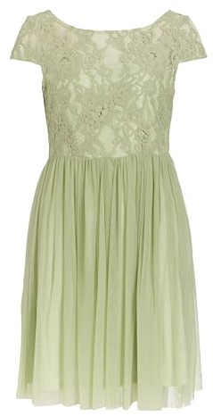 Vila Damen Kurzkleid Spitzen VIULRICANA SS BOATNECK SHORT DRESS/BM/DC (DE/NL/SE/PL, Numerisch, 42, Regular, Regular, swamp)