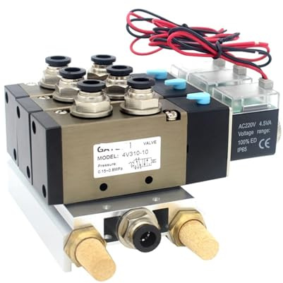 MRANADLDF 4V310-10 DC24V 12V AC220V AC110V 2 Posizioni 5 Vie Quadrupla Elettrovalvola Base in Alluminio Raccordo Silenziatori Set 3 4 5 6 Stazioni 1 Pz (Color : DC24V 8mm Fittings, Size : 8 Stations)