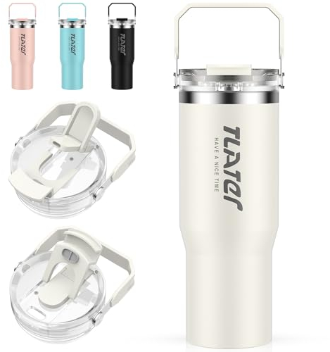 Tlater Tumbler con cannuccia e coperchio, 30 oz isolata Mug Travel Tumbler, 900 ml Travel Mug a doppia parete in acciaio inox vuoto Leak-Proof tazza tumbler per caldo e freddo