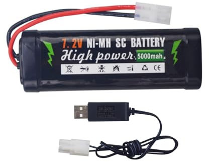 1PCS 7.2V 5000mAh NiMH Batterie+KET-2P Stecker+USB Ladegerät für RC Truggy Buggy Tank Racing Fernbedienung Auto LKW High Power mit Tiangong Stecker Batterie