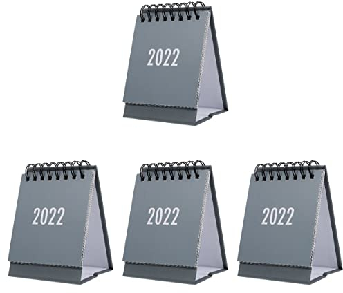 4 Stück 2022 Mini Tischkalender Desktop Stehkalender 2022 Desktop-Kalender Mini-Kalender Tischkalender 2022 Schreibtisch Stehender Flip-Kalender 2021-2022 Lipgloss Haushalt Clamshell