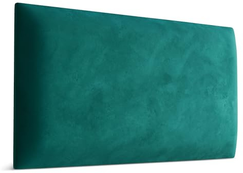 Muralo Wandkissen Gepolstert, Magic Velvet, Wandpolster - 60x30 cm, Türkis | Wandpaneel, ideal als Bettkopfteil oder Lendenkissen - für Schlafzimmer und Wohnzimmer, einfache Anbringung mit Montagekleber