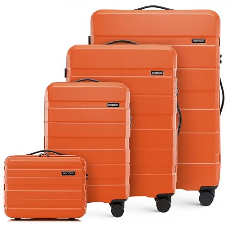 WITTCHEN Valise de Voyage Set de 4 valises Bagages à Main Trousse de Toilette Set de valises en ABS avec 4 roulettes pivotantes Serrure à Combinaison Poignée télescopique COMODO Line Orange