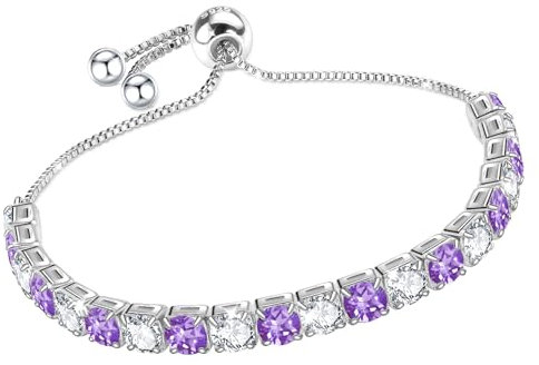 J.Fée Regalo Donna, Bracciale Donna Bracciali Donna Bracciale Donna Argento 925 Bracciale Tennis Donna Bracciale Argento Donna Bracciali Donna Argento Regali Per Lei Regalo Mamma,Zircone Viola