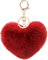 MVKZFE Porte-clés en fausse fourrure avec pompon en forme de cœur - Accessoire de sac à dos - Pour femme et fille, rouge vin
