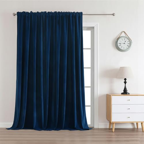 Joydeco Samtvorhang,Blau Thermovorhang Kälteschutz, Elegant Verdunklungsvorhänge, Schallschutz Blickdicht Samt Gardinen Wohnzimmer Schlafzimmer Winter 1 Stück