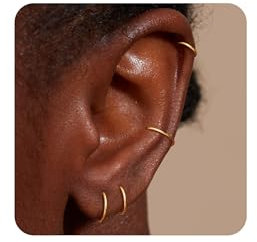 BodyBonita 4 Stück 20G 316L Edelstahl Nasenpiercing Ring Helix Piercings Septum Klicker Nasenring Reifen Knorpel Conch Rook Tragus Ohrringe Piercing Schmuck Hypoallergen für Frauen Männer Gold