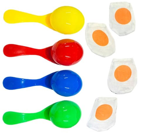 BESTonZON 4 Sets Children's Balancing Spoon Egg Spoon Race Game Egg Relay Game for Party Favors Egg Relay Race Bouncy Ball and Spoon Game Egg and Spoon Race Egg Relay Game Pp