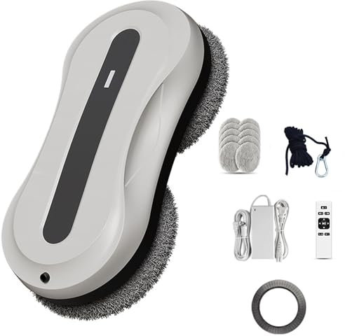 Hydravex Robot lavavetri con Telecomando, Robot Elettrico per la Pulizia delle finestre 5600Pa, rilevamento Intelligente dei Bordi, Adatto per finestre, Piastrelle, bagni (10 Panni)