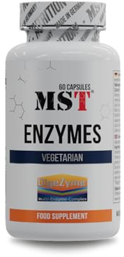 MST® Nutrition Multi-Enzym-Komplex mit DigeZyme® – Hochdosierte Verdauungsenzyme Amylase, Protease, ß-D-Galactosidase, Lipase, Cellulase, Bromelain & Papain – 60 Kapseln – Made in Germany