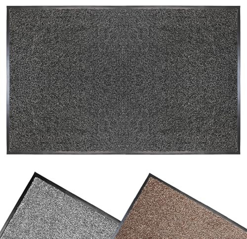 Mighty Mats Extra-Large Dirt Buster Barrier Door Mats Indoor - Highly Absorbent Dirt Trapper Indoor Doormat - Barrier Edge to Prevent Movement - For High-Traffic Areas - Dark Grey, 80 x 120cm