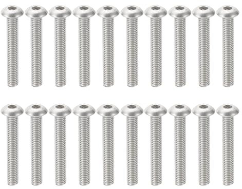 PATIKIL #10-32 * 1-1/4 Tornillos de Cabeza Botón con Casquillo, 20 Piezas de Acero Inoxidable 304 18-8 Tornillos de Cabeza con Casquillo Allen Hexagonal Rosca Completa Rosca Fina UNF