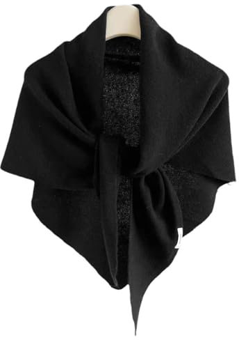Risipu Damen Winter Dreieck Schal & Tücher Mode Flauschiger Schal Dreieck Warme Ponchos Frauen Dreieckstuch Gestrickte Geschenke für Weihnachten Geburtstag Jubiläen (Black, One Size)