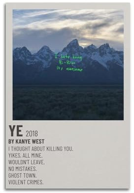 JUNZHAN Kanye West Ye Album-Kunst-Wandposter, 40 x 60 cm, ungerahmt – Dekoration für Wohnzimmer, Bar, Restaurant
