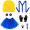 iZoeL Jaune Costume Lunettes Jaune Cosplay Kits Deguisement Halloween Costume Carnaval Halloween Accessoires pour Deguisement Femme Enfant Fille - Lunettes Goggles Tutu Chapeau Jaune Gants Noirs