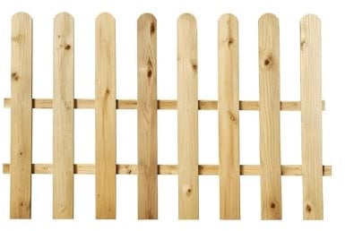 BEDS PLANET Picket Fence Panel | Natural Garden Wood Fence | Rounded Picket Pressure Treated Fence | Hand Built Length X Height (4FT (L) X 3FT (H), 5)