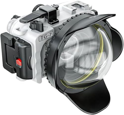 Sea frogs Boîtier de caméra sous-marine compatible avec Olympus TG-7 avec objectif grand angle – Protection professionnelle jusqu'à 60 m de profondeur de plongée, blanc