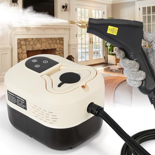 Dyna-Living Dampfreiniger Handgerät, 2500W Druckdampfer zum Reinigen, Steam Cleaner mit 14 Zubehörteilen für Küchenutensilien Fliese, Gelb