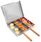 Bandeja de barbacoa de acero inoxidable con mango de madera Placa de parrilla rectangular para cocinar al aire libre (B)