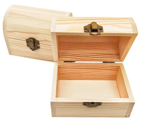 Anktily 2er-Pack gewölbte Holzboxen, 12 x 8 x 9 cm unbehandelte Kiefernholz-Aufbewahrungsschränke mit Deckel - Rustikaler DIY-Bastelorganisator für Schmuck, Andenken & Wohndekor