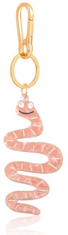 PERSONFUN Süßer Rosa Wurm Schlüsselanhänger - Lustiges Acryl-Armband mit Goldfarbener Karabiner-Verschluss für Handtaschen, Rucksäcke, Geschenke