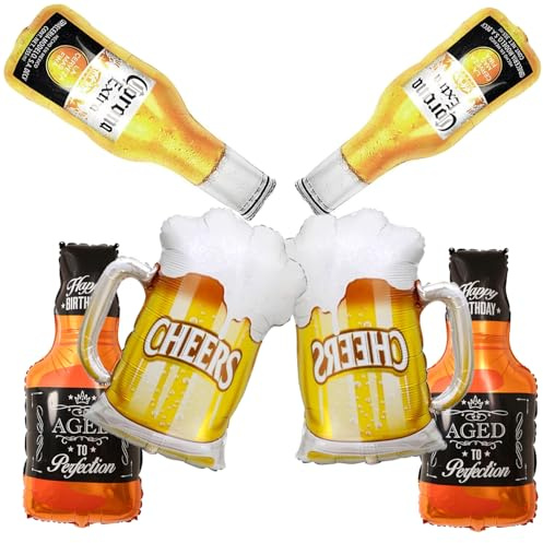 6pcs Corona Whisky Beer Mug Mylar Helium Balloons, Beer Balloons,Beer party decorations,beer birthday decorations,Men Women Boys Girls Beer Themed Birthday Party Decoration