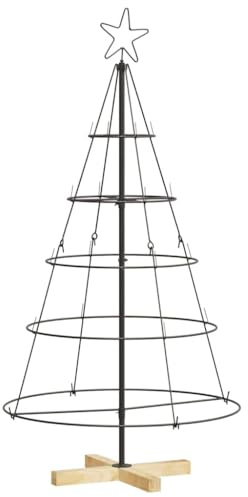vidaXL Christmas Cone Tree with Stand Black 126 cm Steel